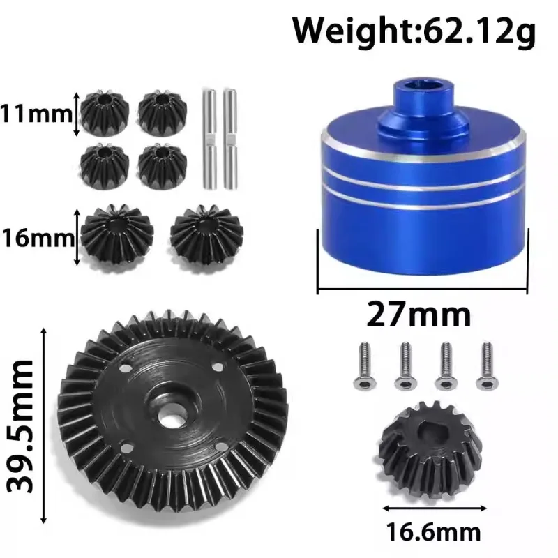 45# Steel Gear Differential Set with 7075 Alloy Case for TAMIYA XV02/TT02/TT02B RC Car – High Strength Upgrade Parts