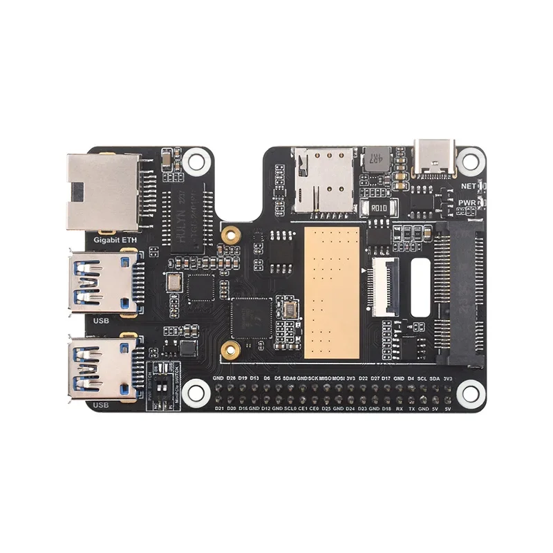 Placa de expansão Raspberry Pi 5 geração PCIe para Mini PCIe 4G com porta Ethernet Gigabit RJ45