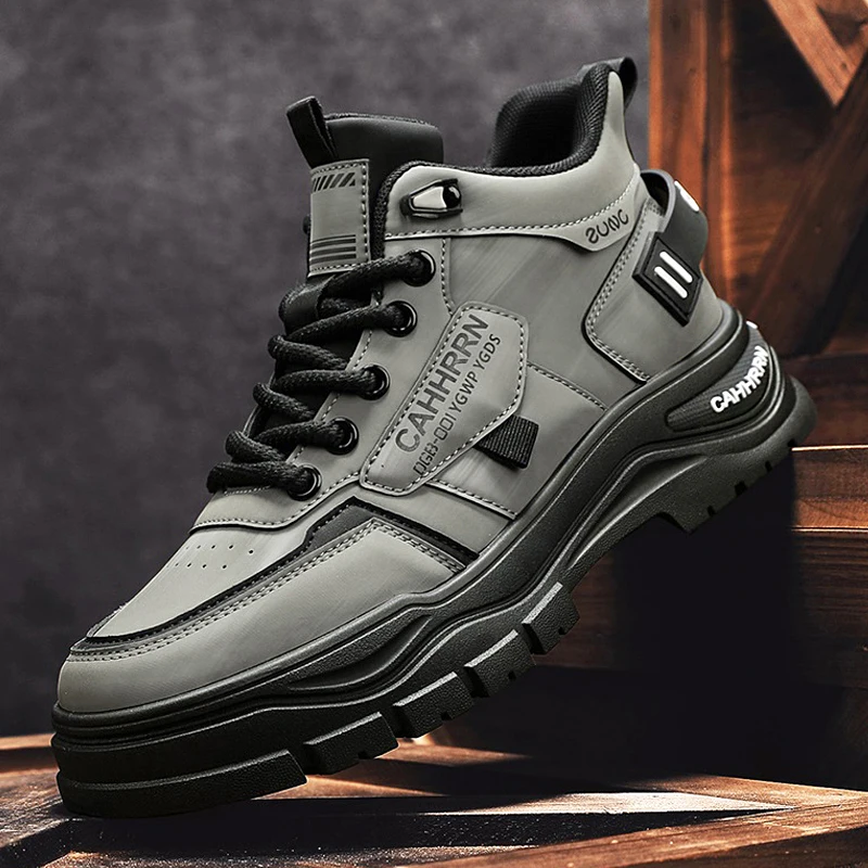 Men Tactical Hiking Ankle Boots Shock Absorbing Non Slip Breathable Wear Resistant Outdoor Trekking Working Casual Footwear