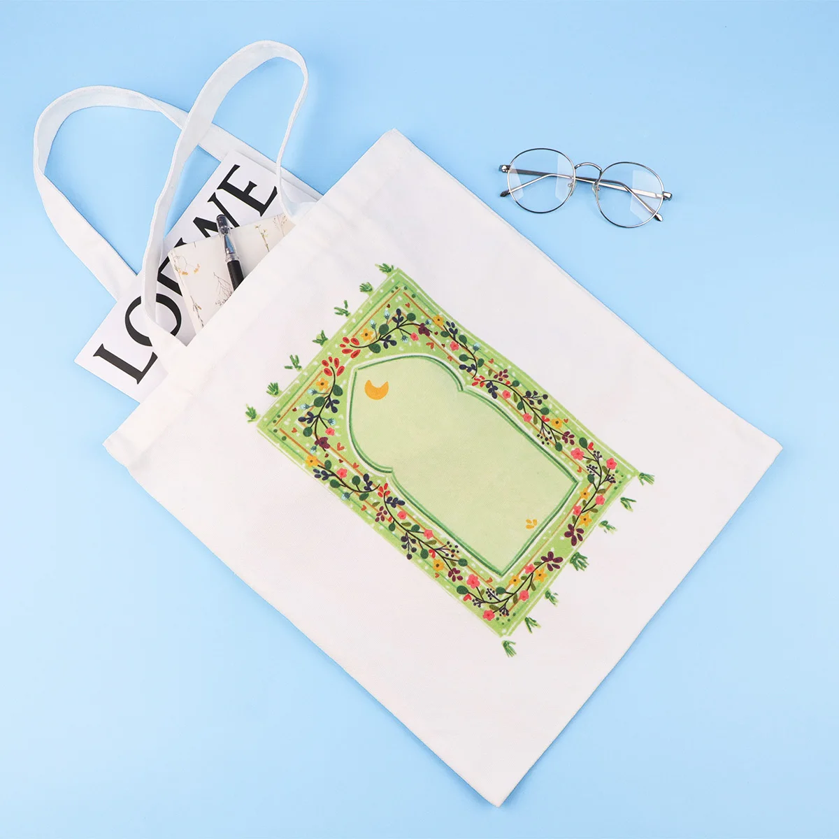 Natural Leaf Cartoon Pattern Durable Canvas Tote Bag Multi‑Purpose Student Book Handbag Casual Shoulder Bag Fashion Accessories
