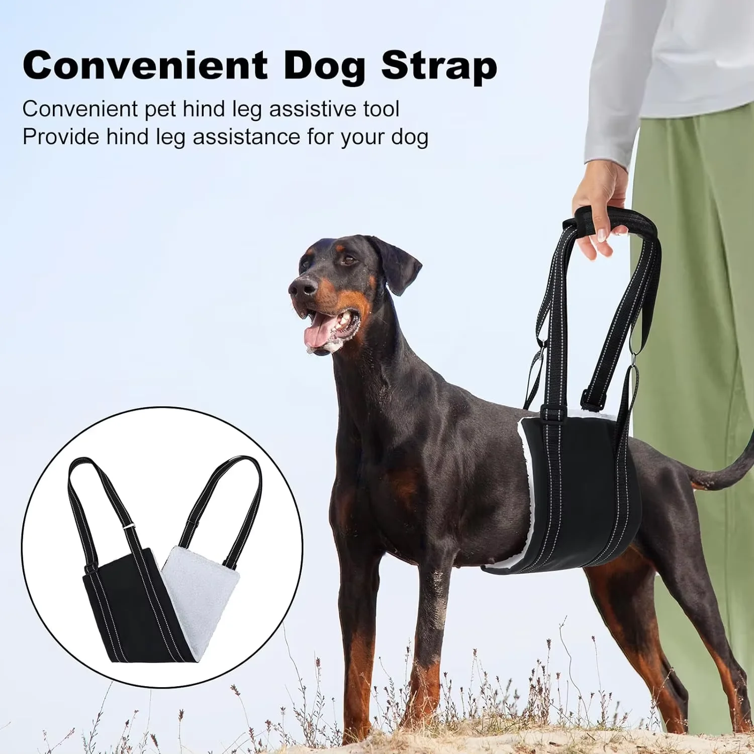 Dog Sling for Back Legs, Dog Sling for Large Dogs Hind Leg Support Adjustable Dog Sling, Dog Support K9 Dog Lift Harness