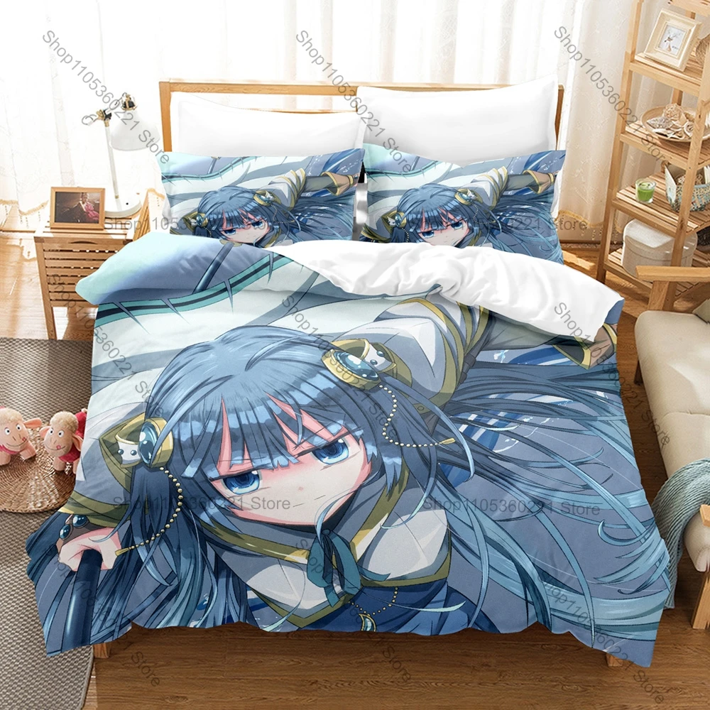 Popular Anime Madoka Magica Duvet Cover + 2 Pillowcases, Cute Character Design Bedding Set All Season Use for Otaku