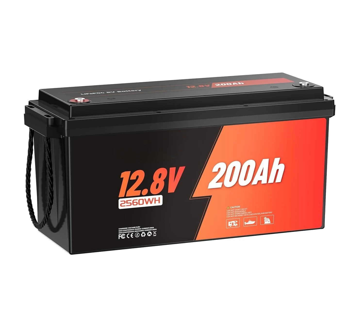 

12V 200Ah LiFePO4 Battery, Built-in 200A BMS, 4000+ Deep Cycles, Max 2560W Power Output, FCC&UL Certificates,, Customized