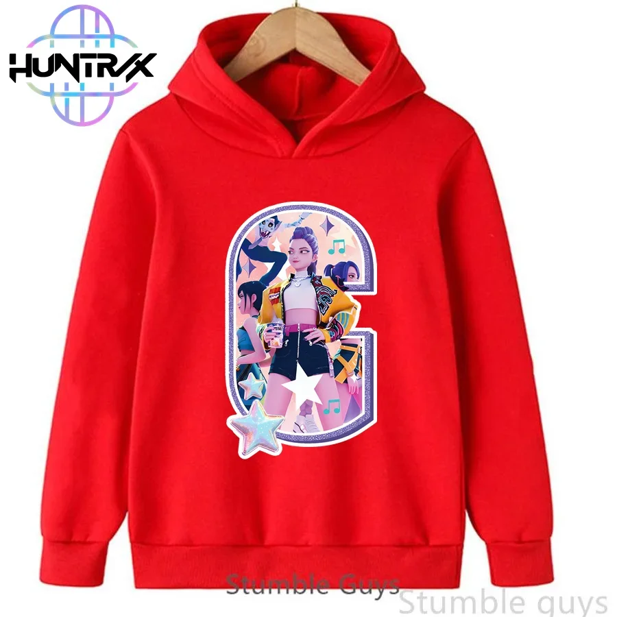 

Kids Kpop Demon Hunters Hoodie Autumn Boys Clothes Girls A-Z Print Soft Casual Play Wear Hooded Top​