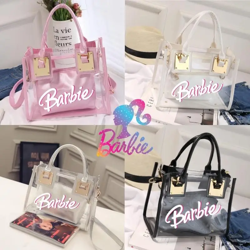 

Barbie New Cute Women Jelly Bag Beach Crystal Transparent Crossbody Bag One Shoulder Snack Makeup Bag Backpack Girl Accessories