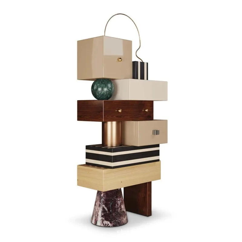 Italian light luxury irregular geometric chest villa home high-end designer creative simple art storage cabinet