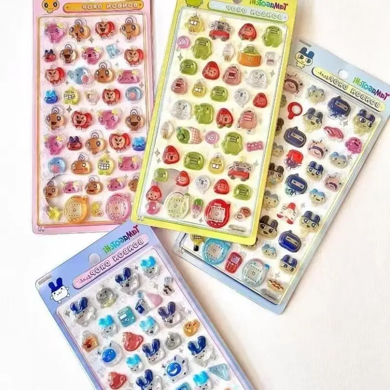 

Tamagotchi Rainy Day Series 3D Embossed Fun Crystal Stickers Little Animals Phone Tablet Journal Decor Cute Reward Holiday Gift
