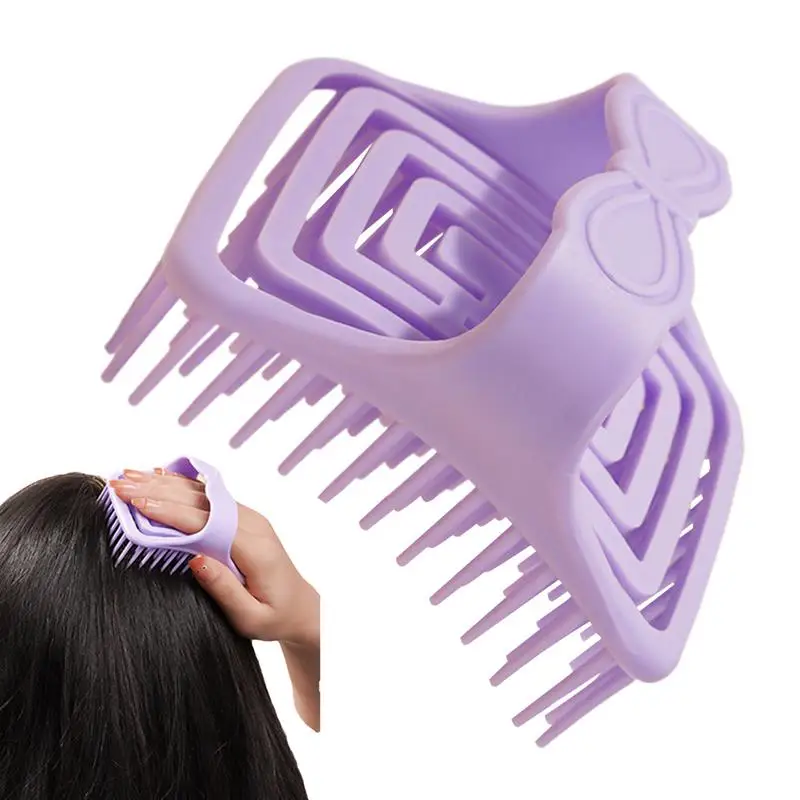 

Hollow Hair Scrubber Shampoo Brush Scalp Scrub Massager Gentle Bath Cleaning Comb Bathroom Body Care Scrubber for Lovers Family