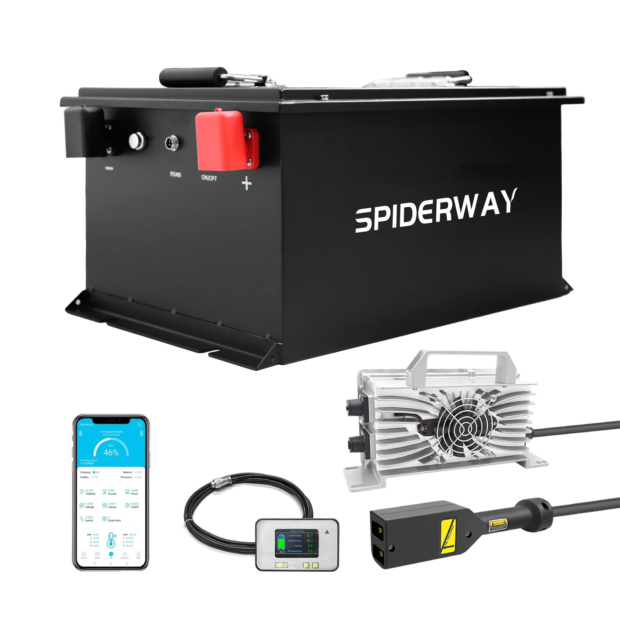 

24V(25.6V) 100Ah LiFePO4 Lithium Battery w/ Charger for Marine RV Floor Scrubber