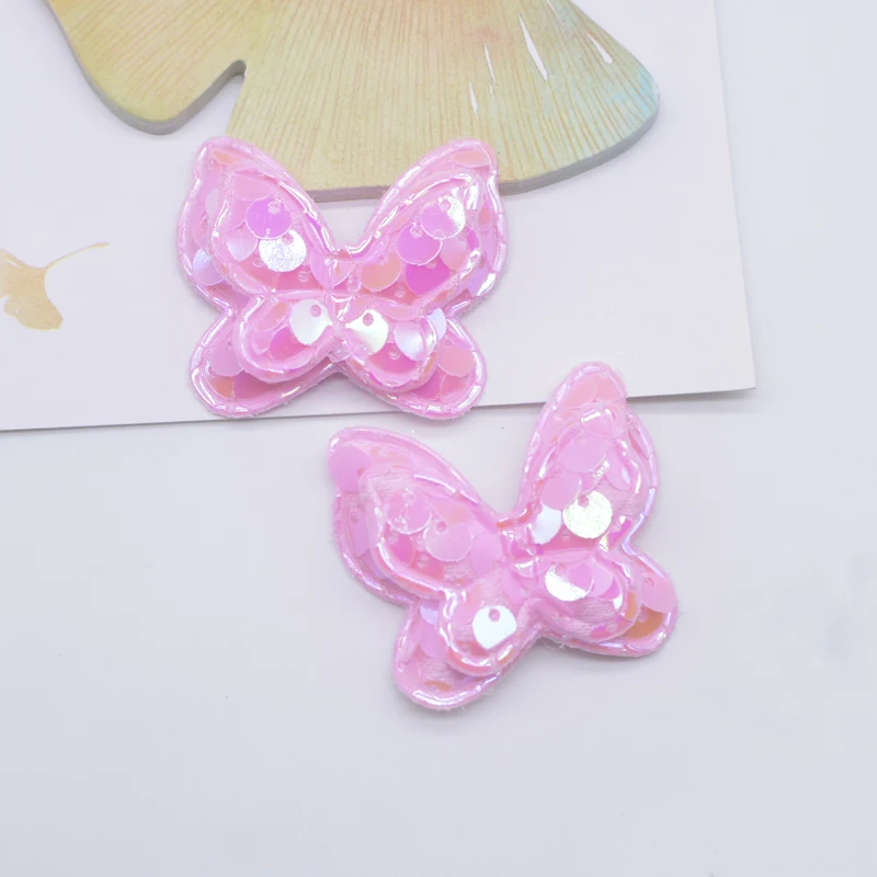 16Pcs 38*32mm Glitter Seaquins Butterfly Padded Appliques for DIY Clothes Hat Shoes Sewing Patches Headwear Hair Clips Bow Decor