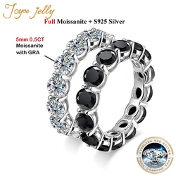 JoyceJelly 925 Sterling Silver Full 5mm Moissanite Diamond Ring For Women GRA Certified Luxury Wedding Jewelry Pass Diamond Test