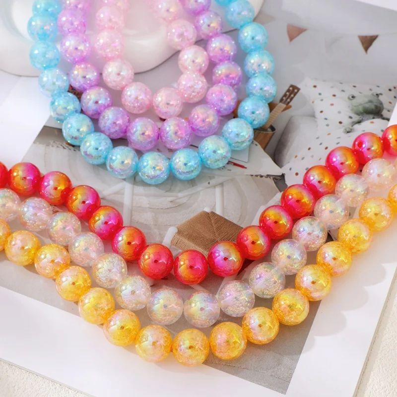 Iridescent Resin Bead Necklace with Exploding Flower Design