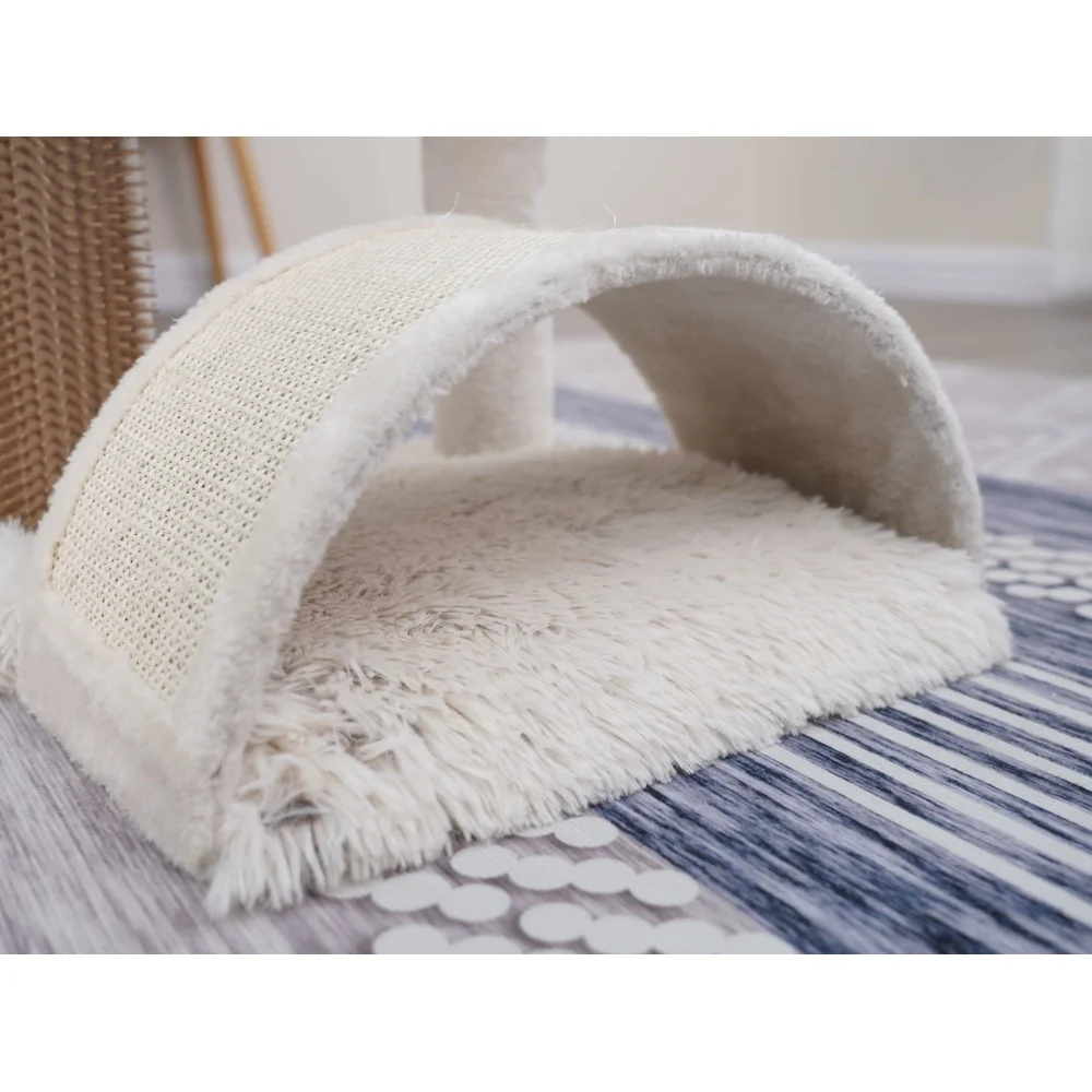 3-Level Cat Tree with Scratching Post Plush Sofa Bed Grooming Brush Teaser Toy Space Saving Design Cats