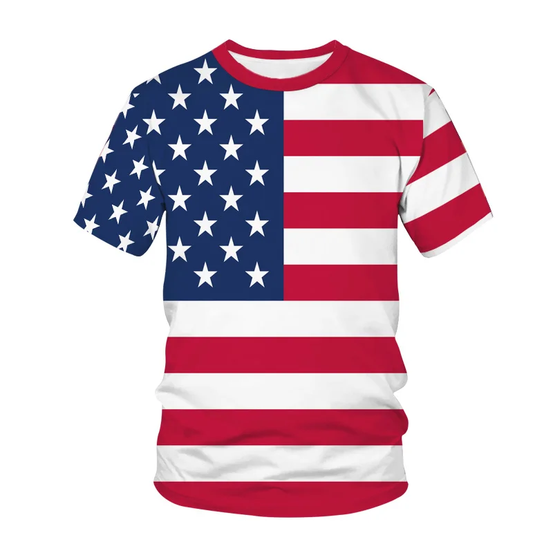 New Summer 3D America Flag Emblem Printed T Shirt American Spiritual Totem Graphic T-shirts For Men Kid Vintage Fashion Clothing