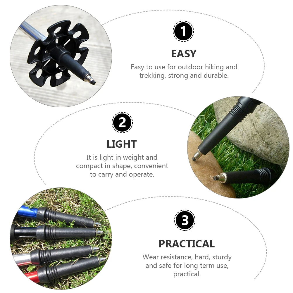 

4 Pcs Tungsten Steel Rod Tip Trekking Sticks Poles Climbing Hiking Accessories Carbon Travel