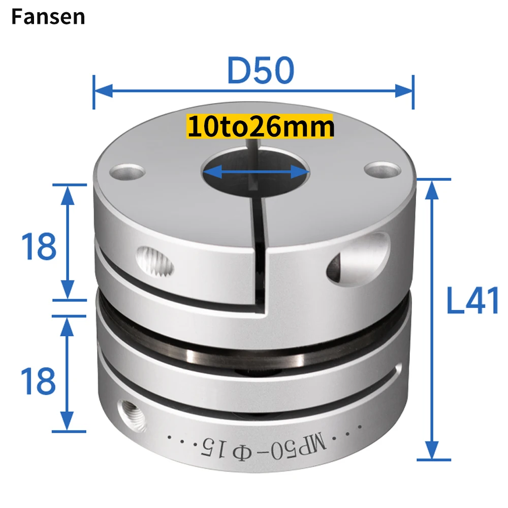 D50 L41mm Diaphragm Coupling Aluminum Alloy Elastic Single Double Diaphragm Coupling Coupling Stepper Servo Motor High Torque