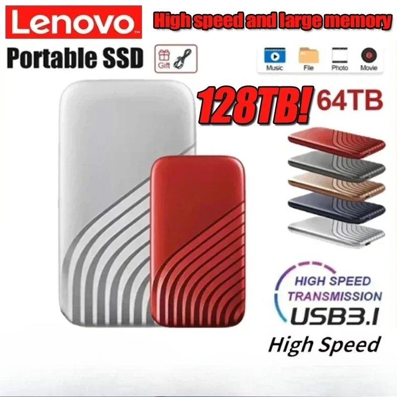 

Внешний SSD-накопитель Lenovo для ноутбуков, Type-C, высокоскоростной USB 3.1, 2 ТБ, 4 ТБ, 8 ТБ, портативный жесткий диск
