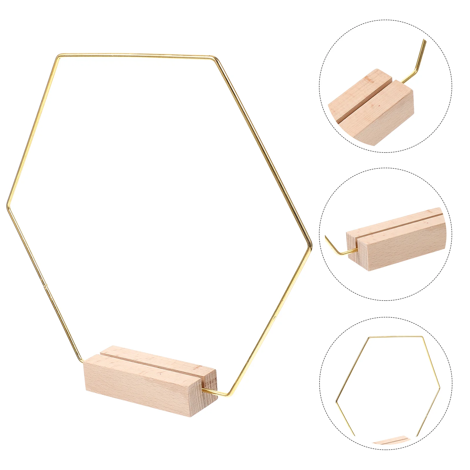 

Hexagonal Table Decor Garland Artificial Sculpture Golden Iron Circle Base nament Living Room Garden Yard Park