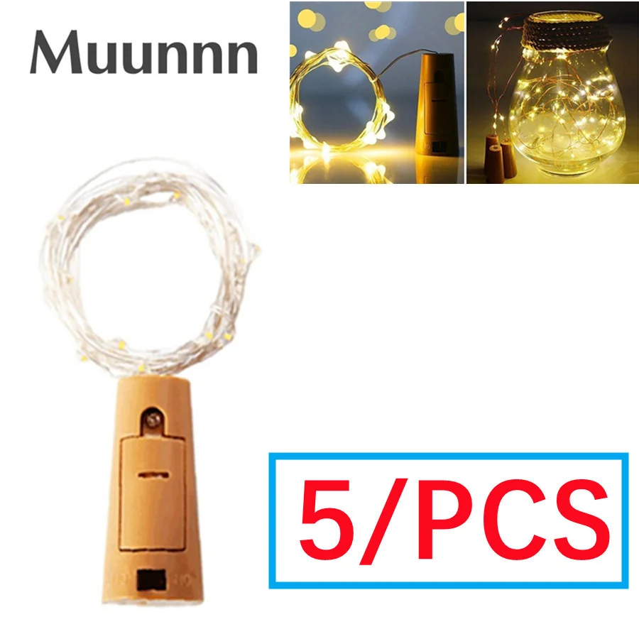 5 PCS Battery powered cork bottle light 1M 2M LED light bar light birthday party wine bottle stopper light bar (Without battery)