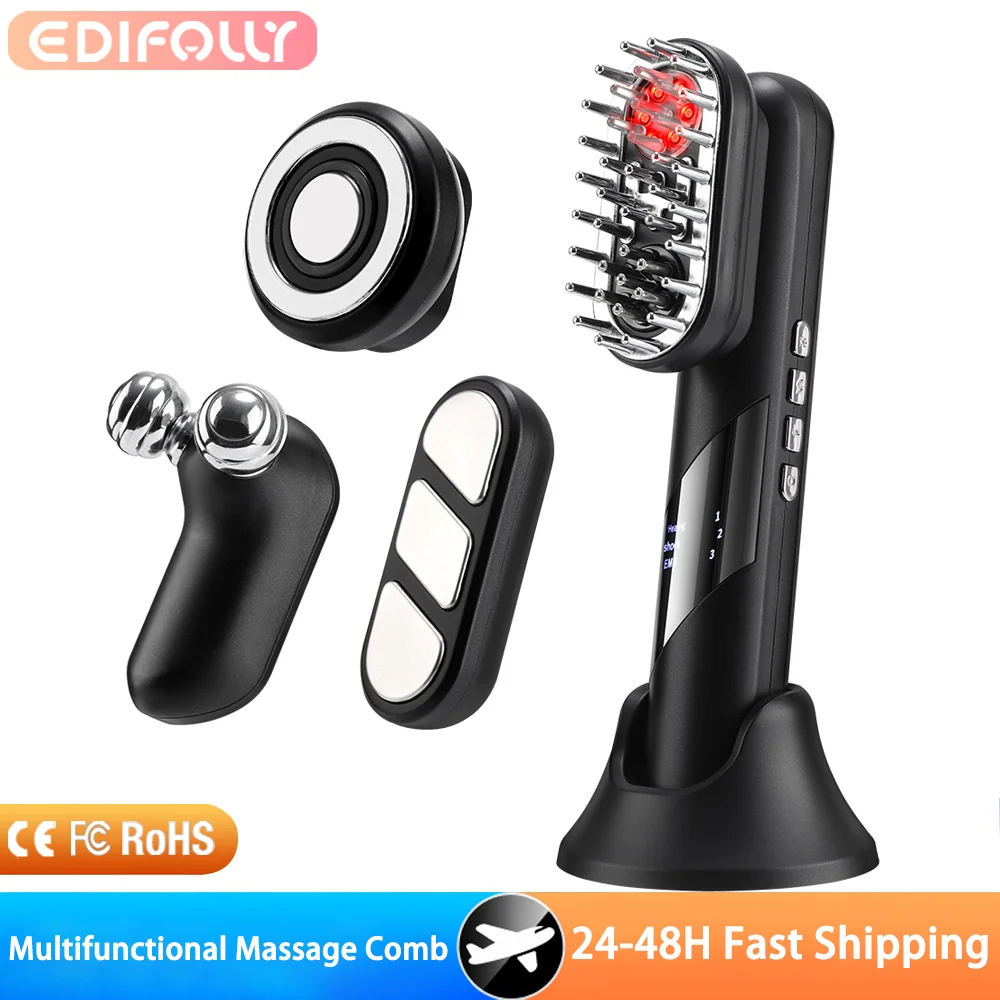 

4-in-1 Multi-Functional Beauty Device Electric Scalp Massage Comb Red Light Therapy Hair Care Comb Skin Lifting & Firming