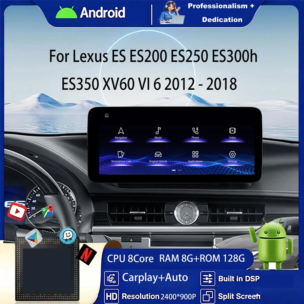 For Lexus ES ES200 ES250 ES300h ES350 XV60 VI 6 2012 - 2018 Car Radio Multimedia Video Player Navigation GPS Android No 2din