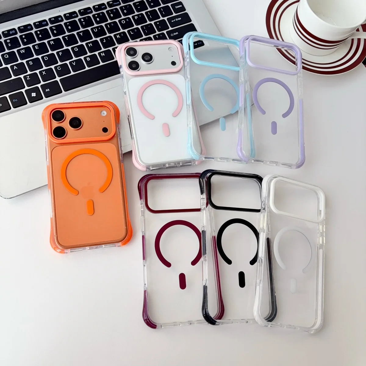 Airbags Shockproof Clear Magnetic Armor Case for IPhone 18 17 16 15 14 Pro Max for Magsafe Wireless Charging Shockproof Cover view 6