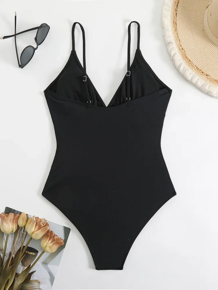 AOTVOTEE Sexy Spaghetti Strap Bikini for Women Swimsuit Tight Backless Beach Bikini 2025 New Summer Swimwear One Piece Swimsuit