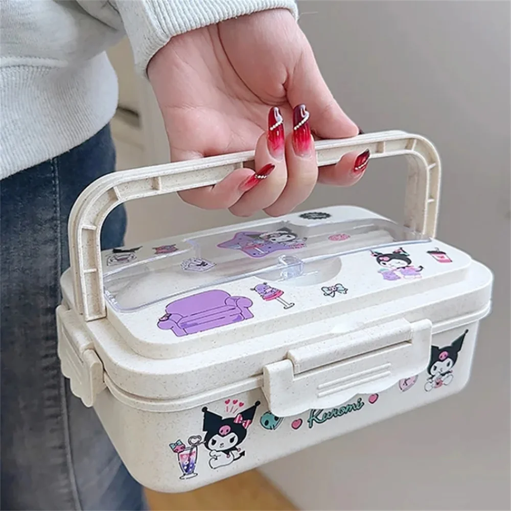 MINISO Kuromi Lunch Box Cinnamoroll My Melody Student Compartmentalised Eco-friendly Bento Box Tableware Food Storage Container