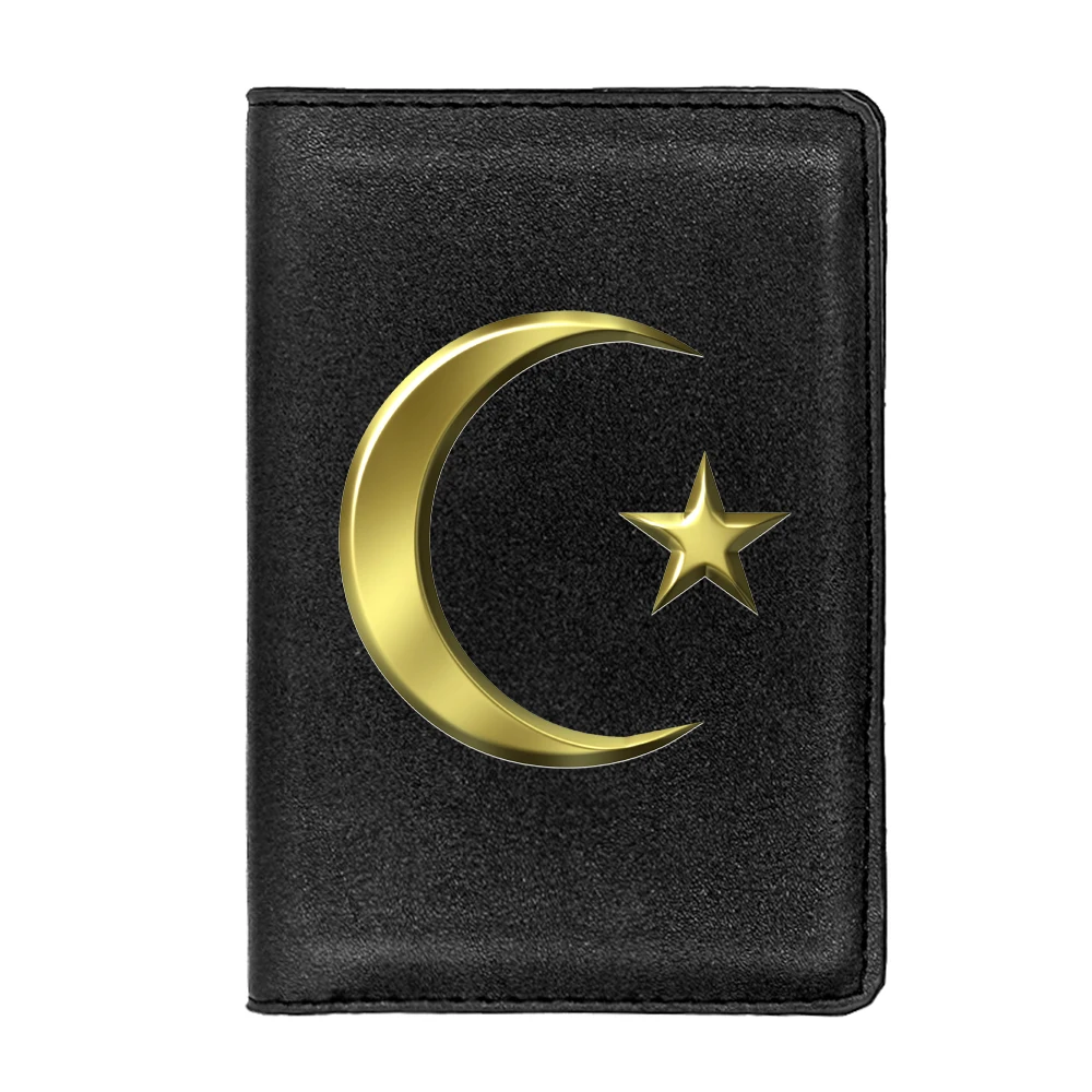 New arrivals Crescent Moon star passport Cover Men Women Leather Slim ID Card Travel Holder Pocket Wallet Purse Money Case