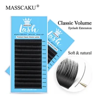 MASSCAKU Mix 8-25mm 12 filas pestañas de volumen clásicas extensiones de pestañas ligeras naturales de seda sintética profesional al por mayor