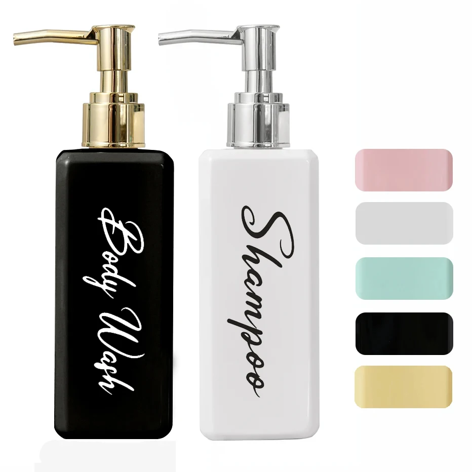 250ml Square Soap Bottles Macaron Color Bathroom Countertop Decoration Soap Dispenser Travel Size Refillable Empty Bottle