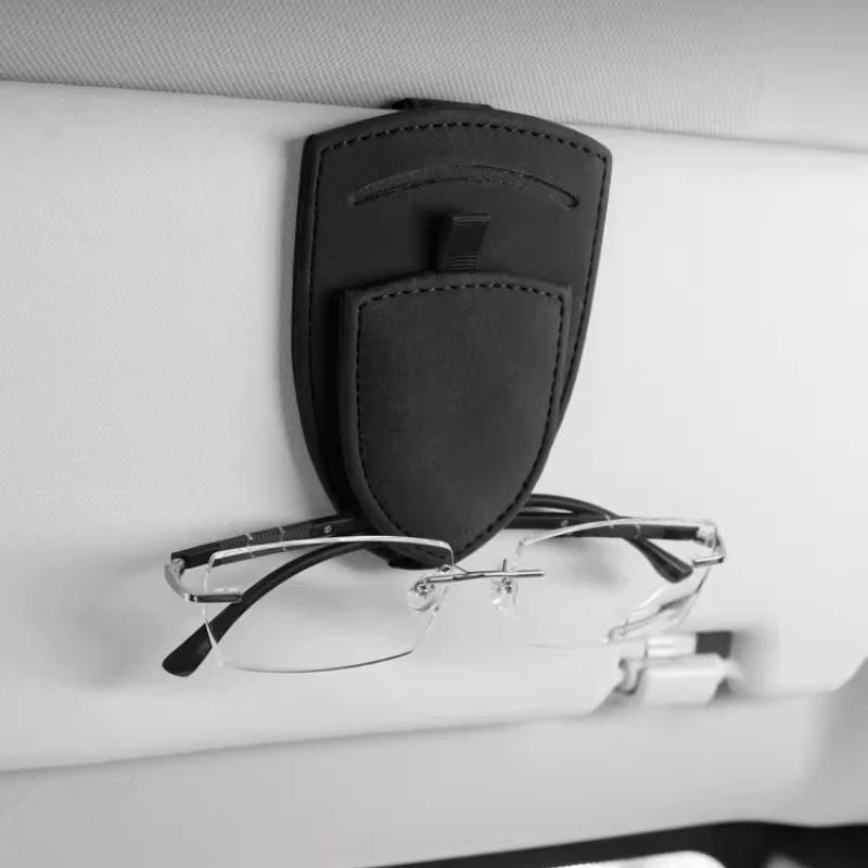 Sunglasses Clip For Car Visor Sunglasses Visor Clips Fashion Magnetic Car Visor Clip Leather Auto Sunglasses Holder Ticket Card