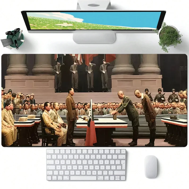 1Pcs Leather Pad Japanese Surrender Commemorative Picture Table Mat Anti slip and Waterproof Mouse Pad Large Gaming Keyboard Pad