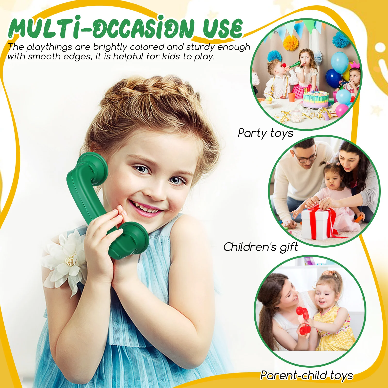 4Pcs Whisper Phones Plastic Educational Decor Reading Aid Colorful Early Learning Toddler Phone Receiver Creative Sound Training