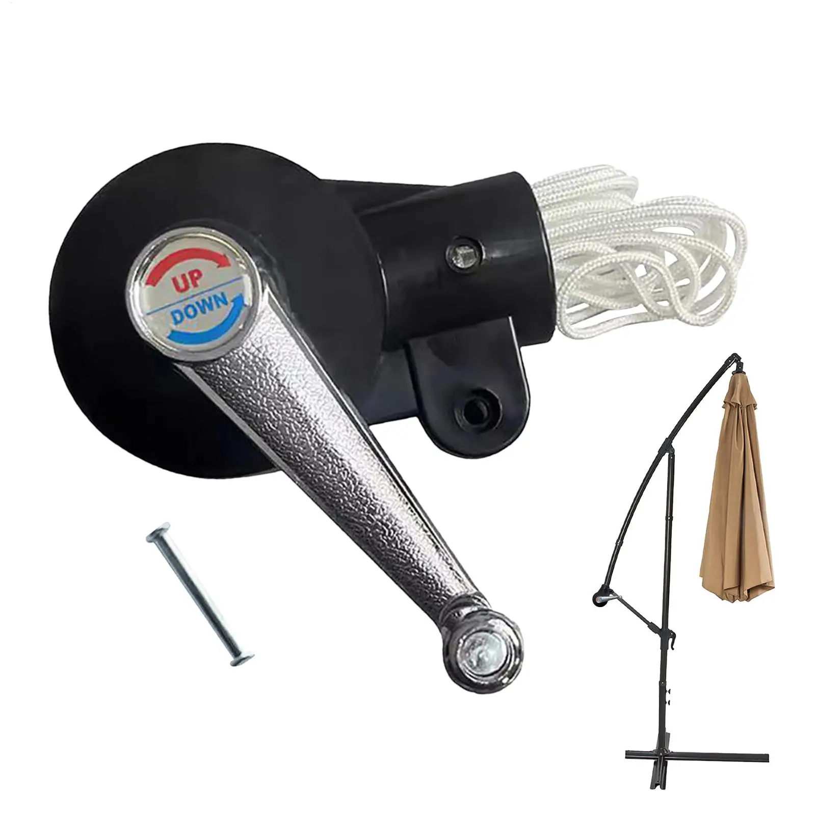 Anti-Slip Handle Outdoor Umbrella Hand Crank Umbrella Crank Replacement Parasol Replacement Part With Cord Sunshade Accessories