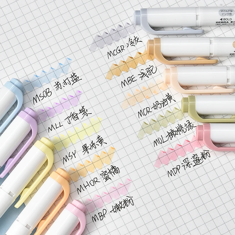 اليابان زيبرا Mildliner هيغليغتر المياه القائمة قلم تحديد WKT7 5 ألوان مجموعة الباستيل الطبيعي معتدل بطانة طرف مزدوج لتسليط الضوء