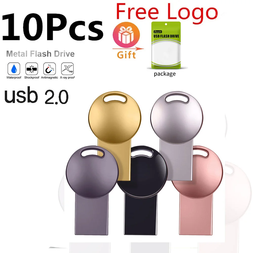 Zsuit 10pcs USB Memory USB Stick Pen Drive Suspension Drive Usb Flash 4GB Memory Stick Metal Laptop Usb Logo Customization Shipp