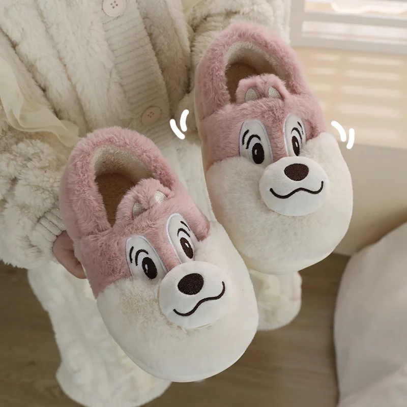 

Cute Squirrel Cotton Slippers For Women 2023 Winter Cartoon Indoor Home Slipper Couple Over Heel Cotton Shoes For Man