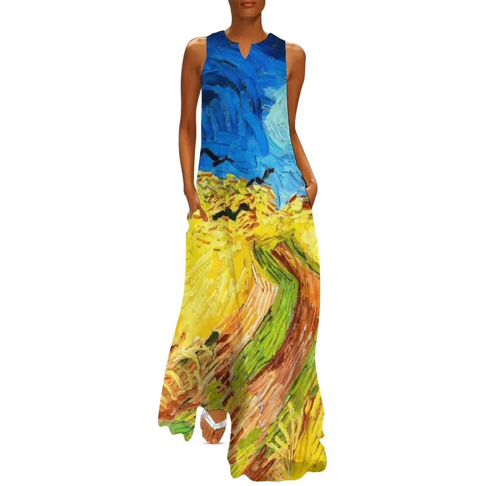

Van Gogh Wheatfield with Crows Fine Art Long Dress birthday dress dresses for special events Women's summer long dress