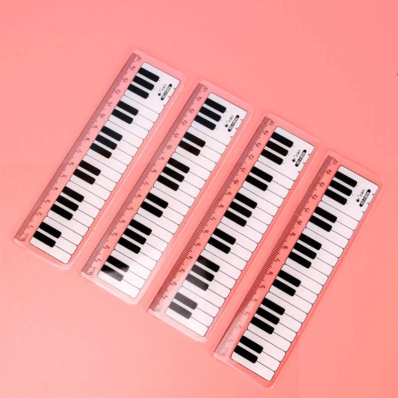 1Pcs Cute 15cm Musical Notes Piano Keyboard Plastic Straight Rulers Bookmark School Student Drawing Sketch Stationery Gift