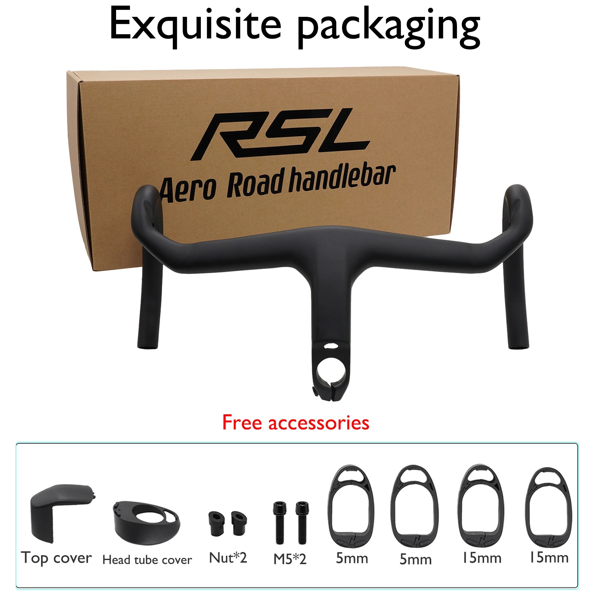 

OCLV Full Carbon Integrated Road Handlebar, 8th Generation, 1:1, 28.6mm, 350-410mm, Ergonomic/Aerodynamic, Beautiful Package