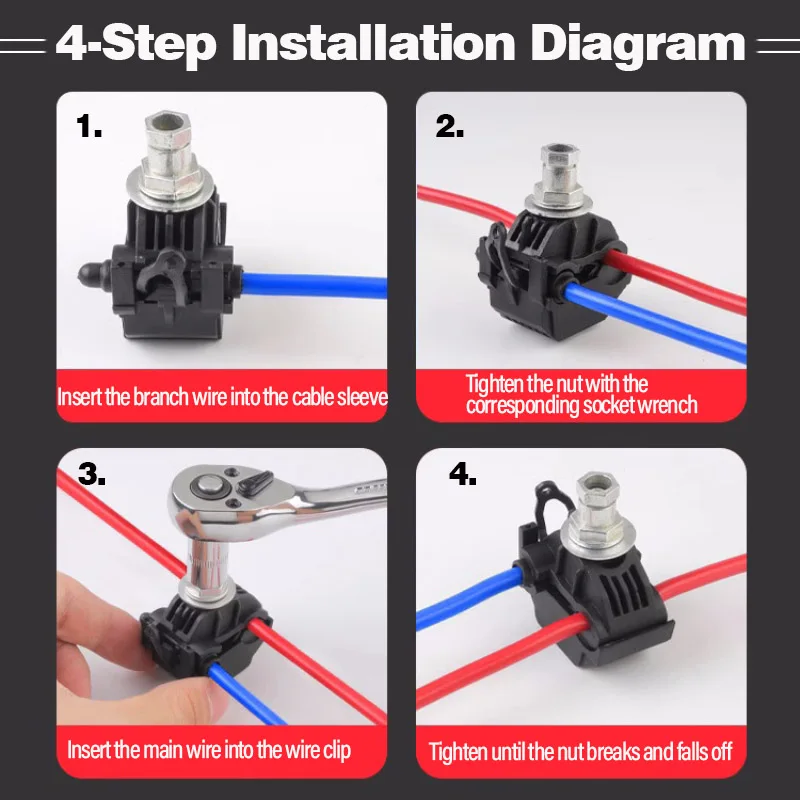 Insulation Piercing Clamp No-Peeling Cable Connector Cable Clips Quick Splitter 1KV Main Line 1.5-35/16-95/35-150 mm2 63A-316A