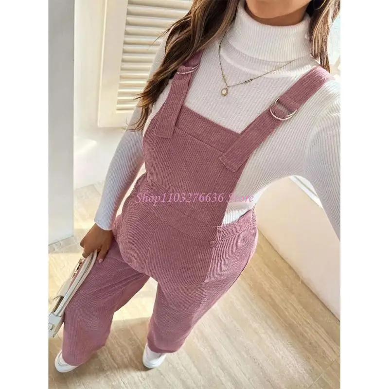 R6FD Fashionable Maternity Overalls Elastic Waist Pants for Comfortable Pregnancy Outfits in Cold Season
