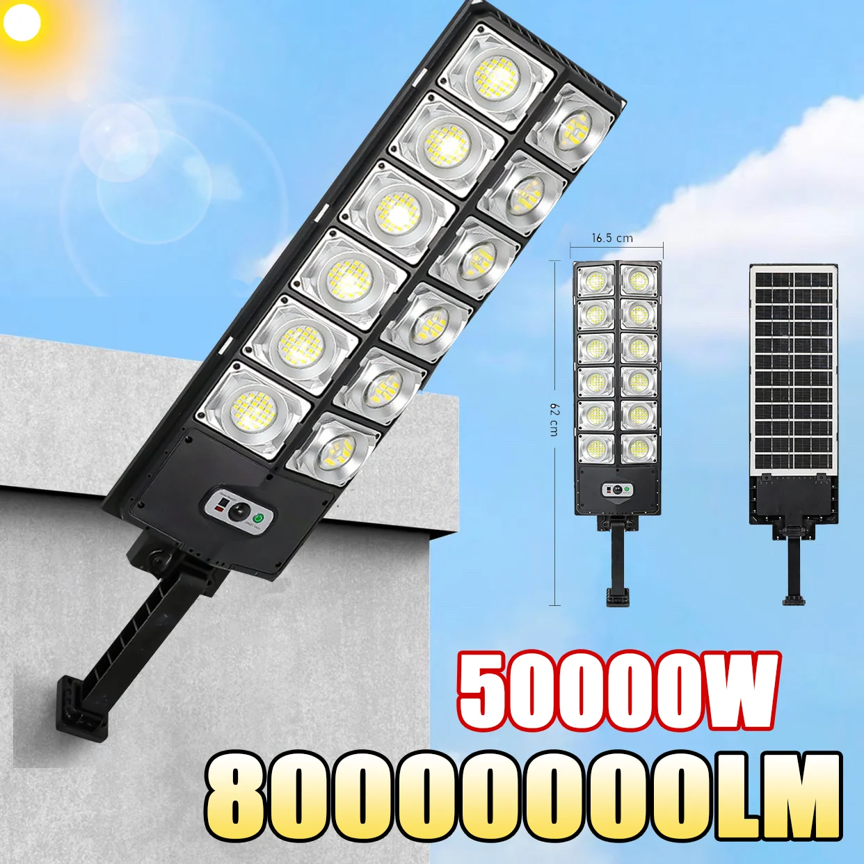 

80000000LM Super Bright LED Solar Lights Outdoor Street Lamp 3 modes IPX65 External Solar Garden Lamp With Smart Motion Sensor
