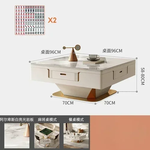 A new style Light Luxury Stone Plate Lifting Coffee Table Mahjong Table Dining Table Double-Use Mahjong Machine Multifunctional