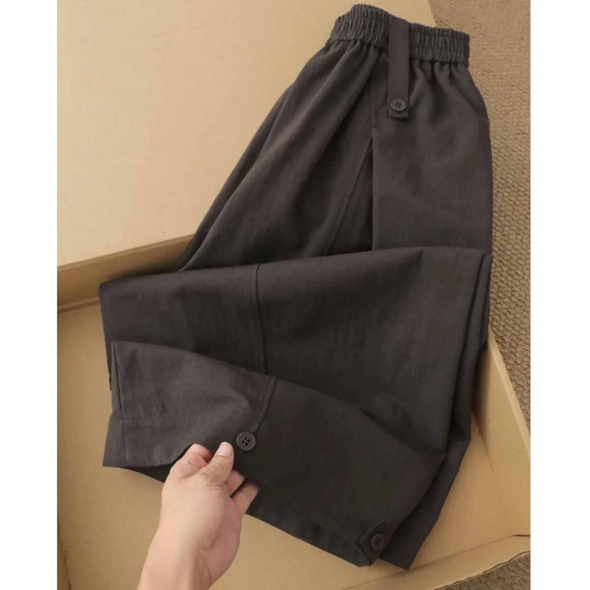 Loose Comfortable Women's Casual Pants Spring Autumn New Style Korean Lazy Style Loose Feeling Wide Leg Pants Nine Points
