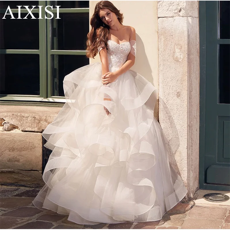 

Stylishly Appliques Pleat Wedding Dresses Brival Dress Ball Gown Wedding Evening Dress Sinetheart Bleevless Back Lace Up