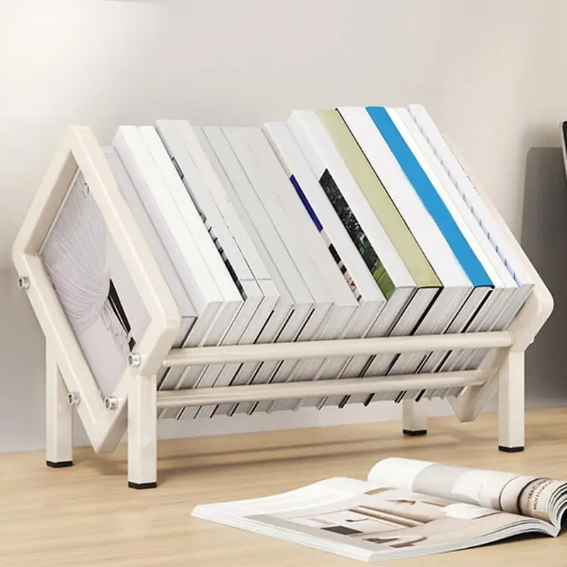 Tabletop Shelves Carbon Steel Tilted Book Organizer For Desk Multifunctional 15.7in Mini Book Shelf Storage Rack Organizer For