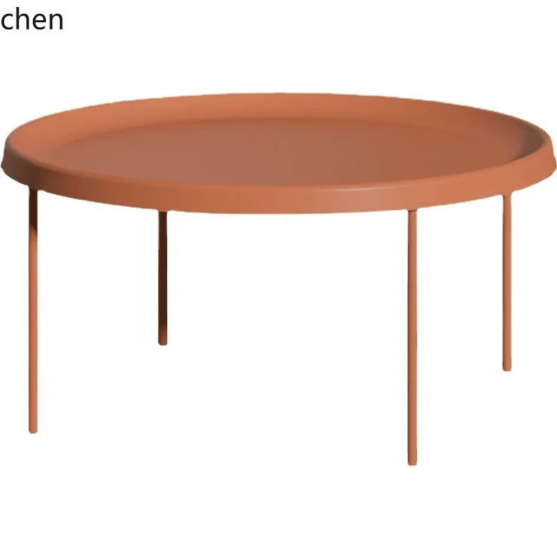 CZ Living Room Iron Art Coffee Table Small Apartment Round Table Modern Simple Creative Side Table Set