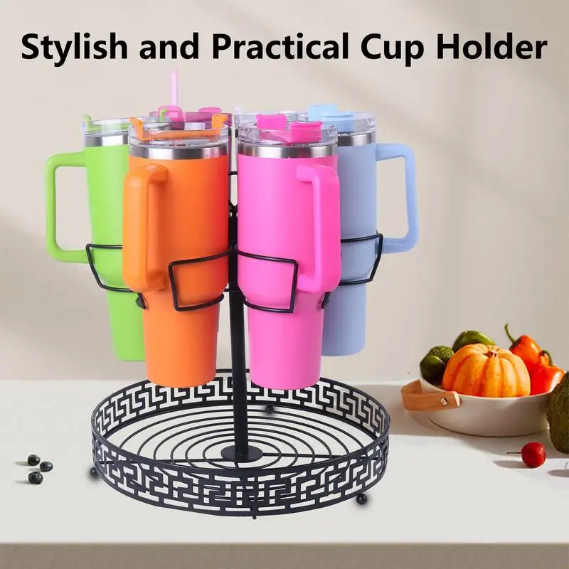 Water Bottle Holder For Cabinet 360 Degree Rotating Carbon Steel Water Bottle Organizer Stylish Space Saving Coffee Mug Stand